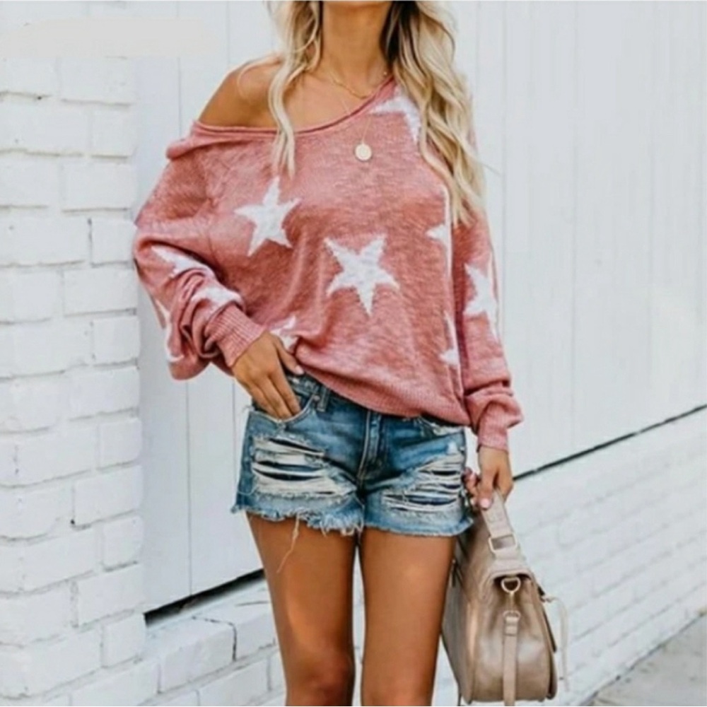 Blank Paige off the shoulder star knit sweater